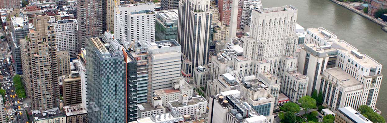 Aerial view of Weill Cornell Medicine and NewYork-Presbyterian